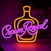 Vinray Crown Canadian Whiskey Neon Sign for Garage Bar Club Decor,Dimmable Led Art Wall Lights for Man Cave and Bachelor Party Decor.