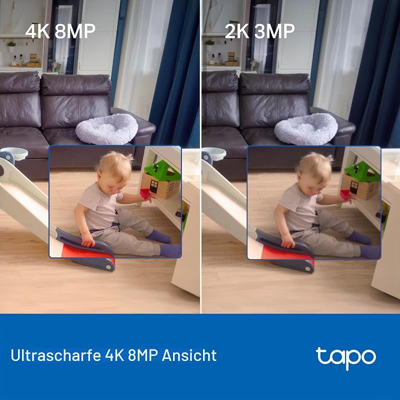 C250 4K Überwachungskamera Innen 360°, Lokale KI-Erkennung & Bewegungsverfolgung mit Zoom, IR-Nachtsicht, Privatsphäre-Sperrzone, Micro-SD oder Cloud Speicher, Haustier & Babyphone mit Kamera