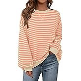 PRETTYGARDEN Womens Striped Oversized Sweatshirt Color Block Crew Neck Long Sleeve Casual Loose Pullover Top Y2K Clothes