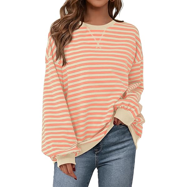 Amazon.com: BTFBM Womens Oversized Striped Sweatshirt