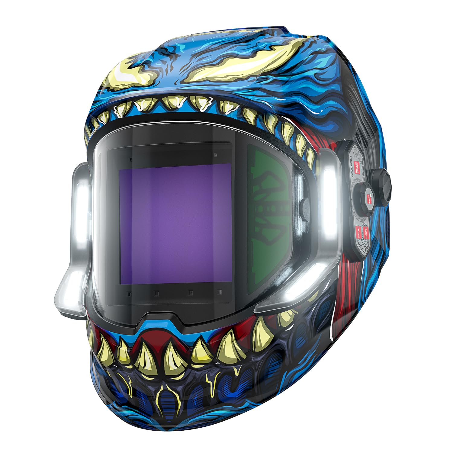 Photo 1 of ANDELI Welding Helmet - Panoramic 180° View 3.94"X3.74",True Color Auto Darkening Welding Helmet with Light, 6 Arc Sensor, 4/5-8/9-13 Type-C Charging MONERDB-LED