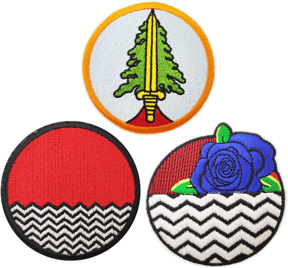 Mixed Media - Blue Rose with The Red Room and Black Lodge Embroidered iron on Patches, Halloween Costumes