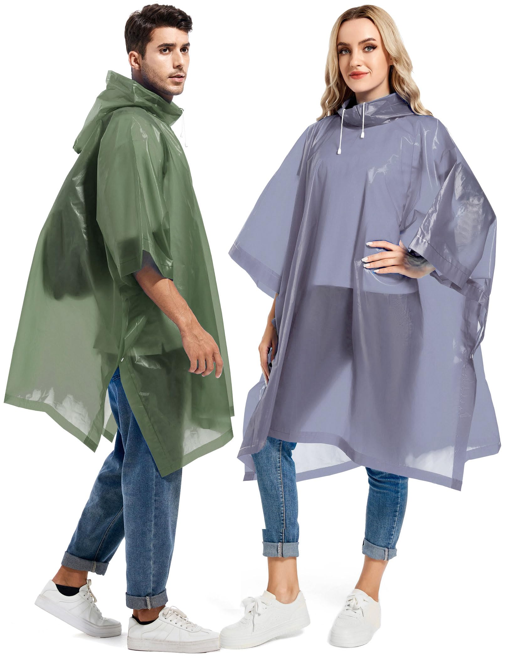Borogo 2 Pack Rain Ponchos for Adults Reusable
