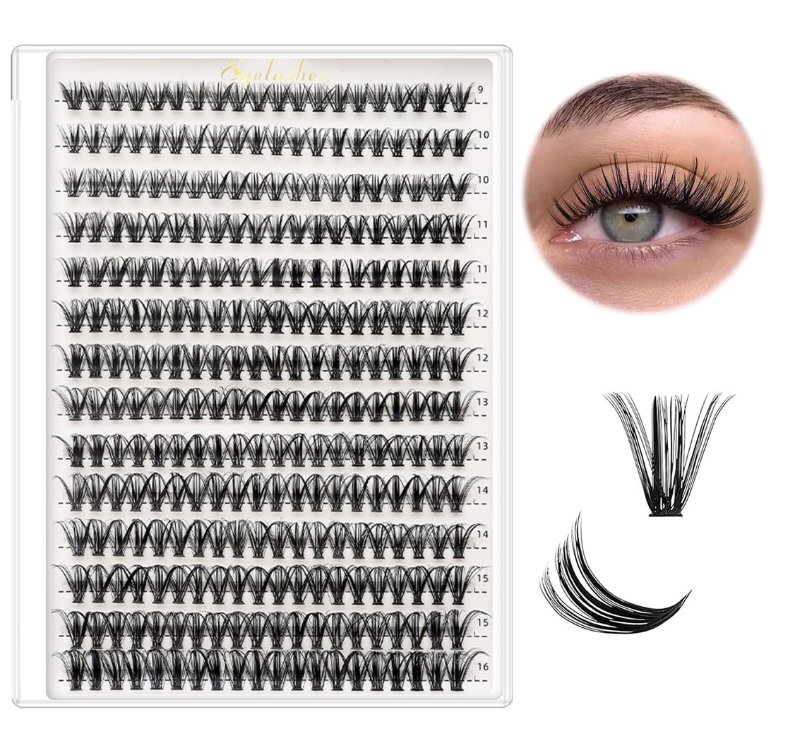280 Pcs Individual Cluster Lashes 30D+40D False Eyelashes Clusters DIY Eyelash Extension D Curl 9-16Mix Lash Clusters Individual Lashes Kit at Home