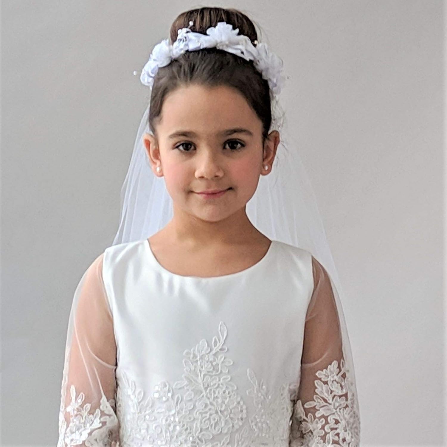 Amazon Com First Communion Floral Crown Halo Wreath Veil Handmade
