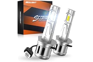Sealight H1 Headlight LED Bulb, 40000LM 6000K Output Canbus Ready, H1 Bulbs For Powersports IP68 60000Hrs Lifespan, 1：1 Size 3Mins Installation, 2 Pack