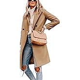 Yidarer Women's Winter Wool Coat Mid-Long Notch Lapel Single Breasted Peacoat Casual Trench Coats Outwear