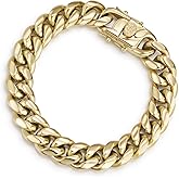 CG&KYGG 12MM 18MM 14K Gold Plated Cuban Link Bracelet for Men, Chunky 316L Stainless Steel Chain for Women, Gift for Birthday & Holiday(Delicate Package, Double Safety Clasp with 14K Stamp)