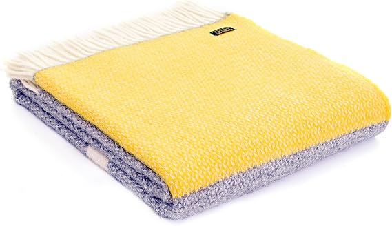 Illusion Panel Schurwolle Decke/Überwurf – Grau/Gelb: Amazon.de: Küche