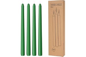 Green Taper Candles 10 inch - Taper Candles Dripless, Smokeless, Unscented - 8 Hours Long Burning - Hand Poured Tall Candlest