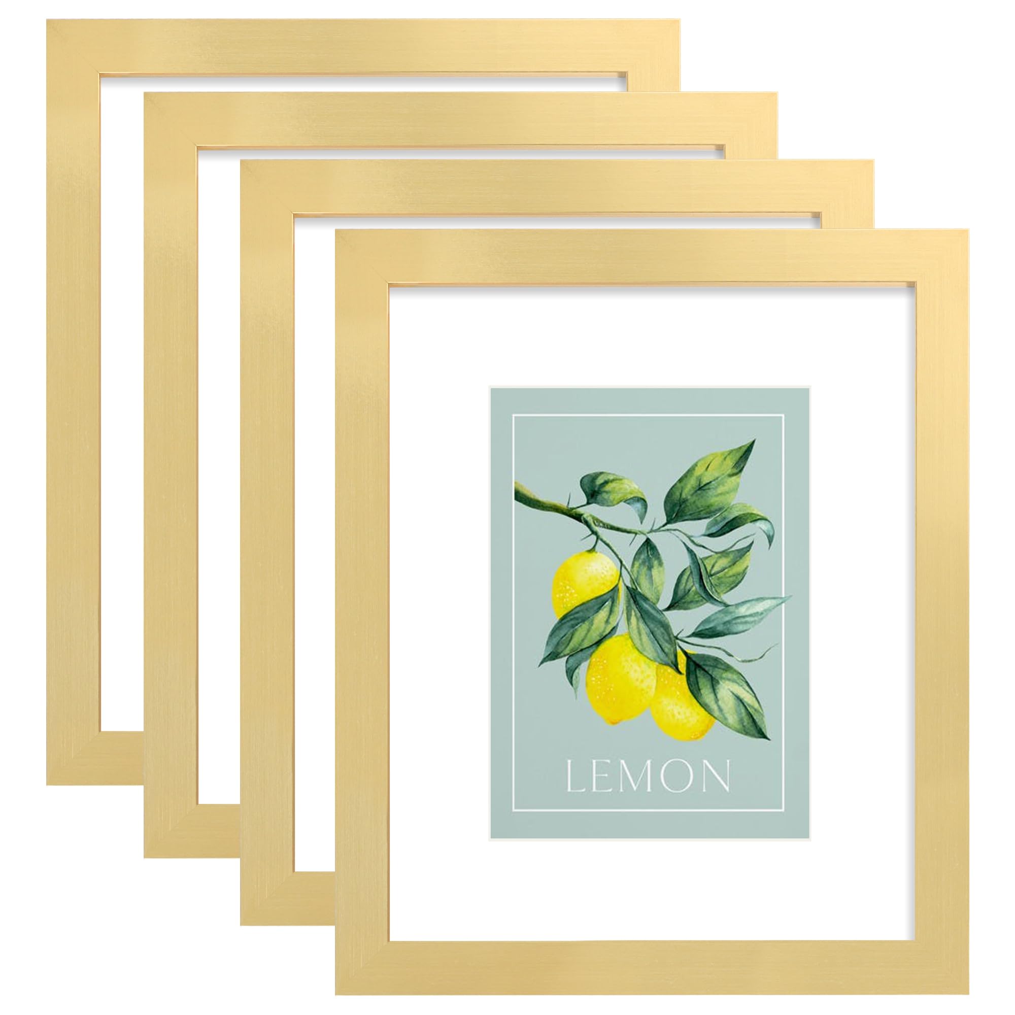 Photo 1 of Hongkee 8x10 Picture Frame (4 Pack, Gold) Made of Real Glass and Wooden Frame - Display Pictures 5x7 with Mat or 8x10 Without Mat, 8 by 10 Photo Frames TableTop Display and Wall Mounting