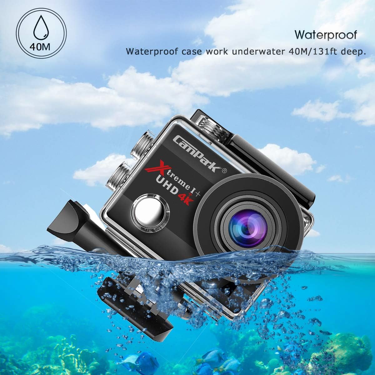 【2020 Upgrade】Campark 4K 20MP Action Camera EIS External Microphone Remote Control WiFi Waterproof Camera with 170° Wide Angle and 2 Batteries : Camera & Photo