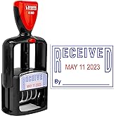 Mark 2000 Self-Inking Rubber Date Office Stamp with Received Phrase - Blue Ink &amp; Date Red Ink - 12-Year Band