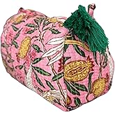 AAVIANA Block Print Designer Toiletry Bag & Makeup Case - Boho Floral Quilted Pouch for Cosmetics, Skincare - Waterproof Lined Organizer for Purse, Travel, Gift Small (6.5x4x3 inches) Multi 7