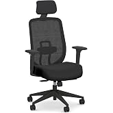 HON Altern Ergonomic Office Chair, Office Desk Computer Chair, Black | Mesh desk chair with lumbar support, headrest, seat slide, adjustable arms, computer chair for home office productivity