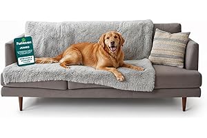 FurHaven Waterproof Throw Blanket For Dogs & Indoor Cats, Reversible Protective Pet Blanket, Extra Large, Long Faux Fur & Velvet, Mist Gray