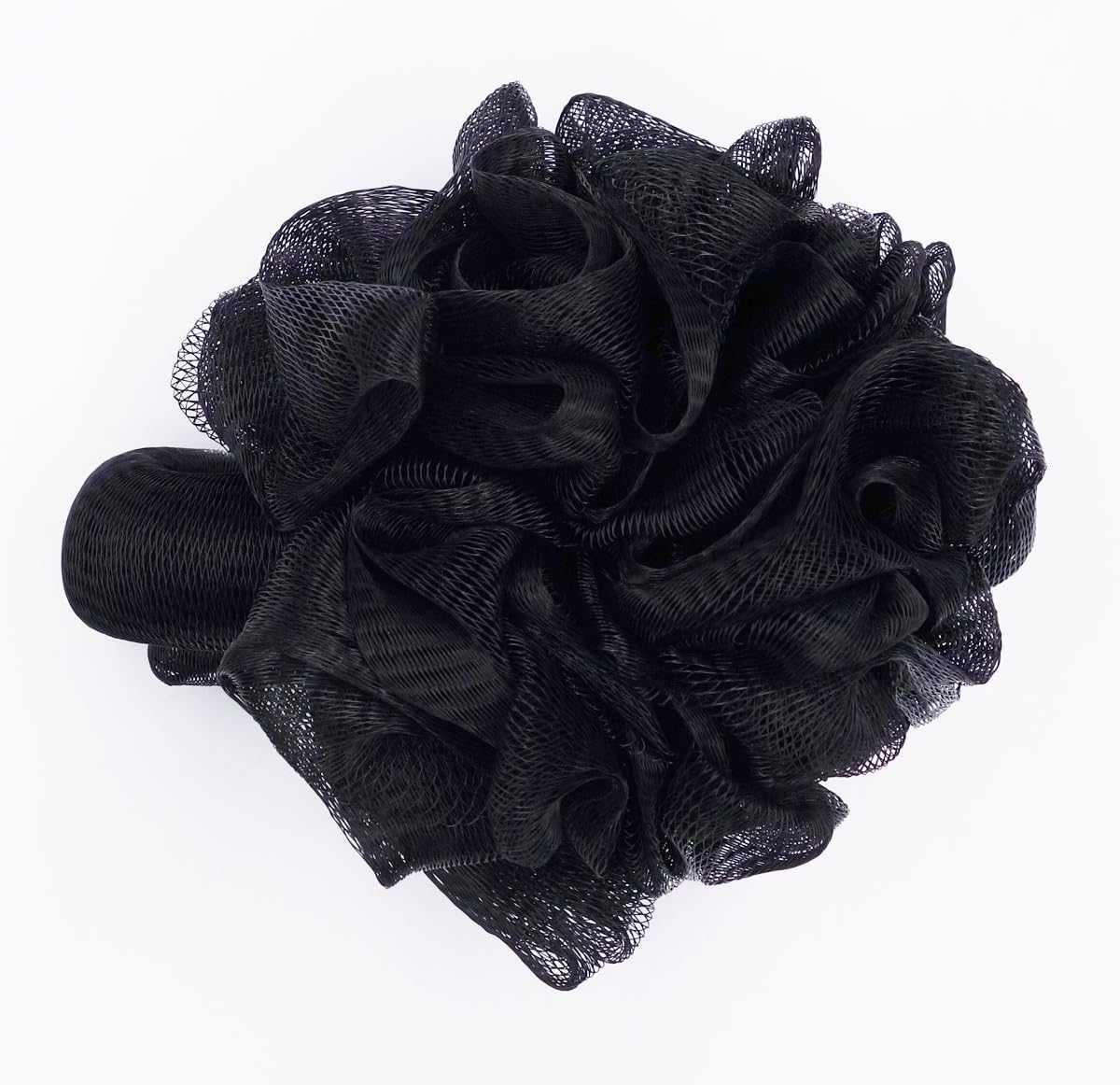 FullGold Bath Rose Flower Style with Hand Loop Shower Sponge Pouf Loofahs Mesh Brush Shower Ball, Large Exfoliating Soft Bath Sponges Loofah Pack of 1 (Black)