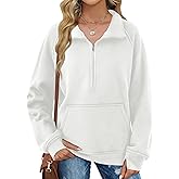 Elesomo Womens Quarter Zip Pullover Sweatshirts Casual Long Sleeve Fleece Hoodies Tops with Thumb Holes