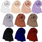 Beieverluck 10 Pieces Chiffon Hijab Head Scarf for Women Solid Color Chiffon Long Scarf Shawls and Wraps Lightweight, 10 Colors