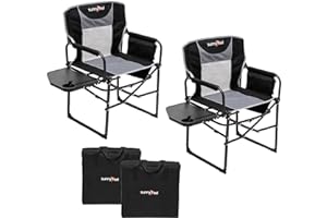 SUNNYFEEL Camping Directors Chair, Heavy Duty,Oversized Portable Folding Chair with Side Table, Pocket for Beach, Fishing,Trip,Picnic,Lawn,Concert Outdoor Foldable Camp Chairs