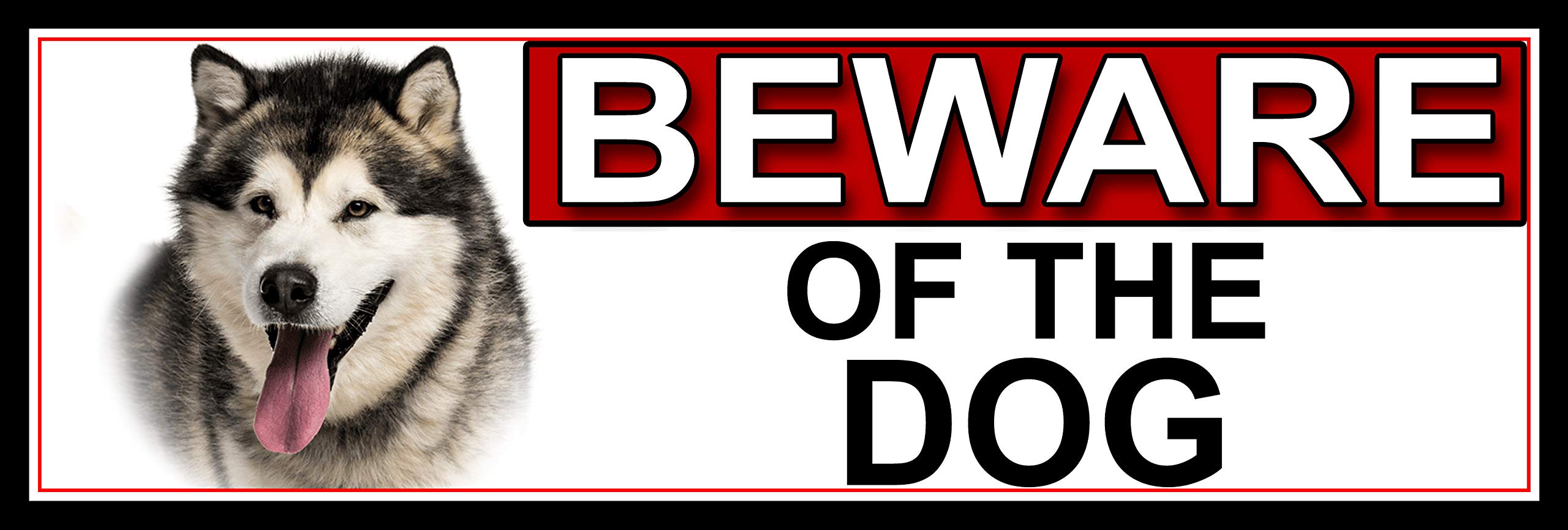 SHAWPRINT Siberian Huskey BEWARE OF THE DOG METAL GATE SIGN 266mm x 87m. (544H2)