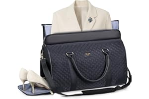 Tonyeee Convertible Carry On Garment Bag for Women, Large Waterproof PU Leather Duffel Bag with Shoe Pouch, 2 in 1 Hanging Suitcase for Travel, Black