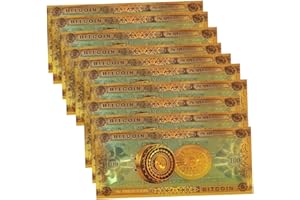 YIQILAFADA 10pc Gold Plated Bitcoin Bills, Color Gold Color Foil 100 Bitcoin Banknote BTC Bills Souvenir Banknotes for Collection