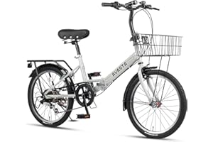 AVASTA Quartet 20 Inch Folding Bike with 7-Speed, Dual C-Brake, Fender, Rear Rack and Bicycle Basket, Mutiple Colors
