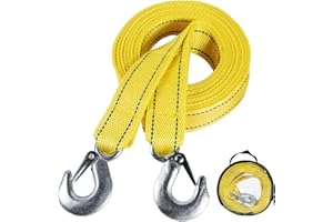 WSSROGY Tow Straps Rope Heavy Duty with Hooks for Vehicle Emergency Recovery (13'x1.8 Max 10,000lbs Break Strength)