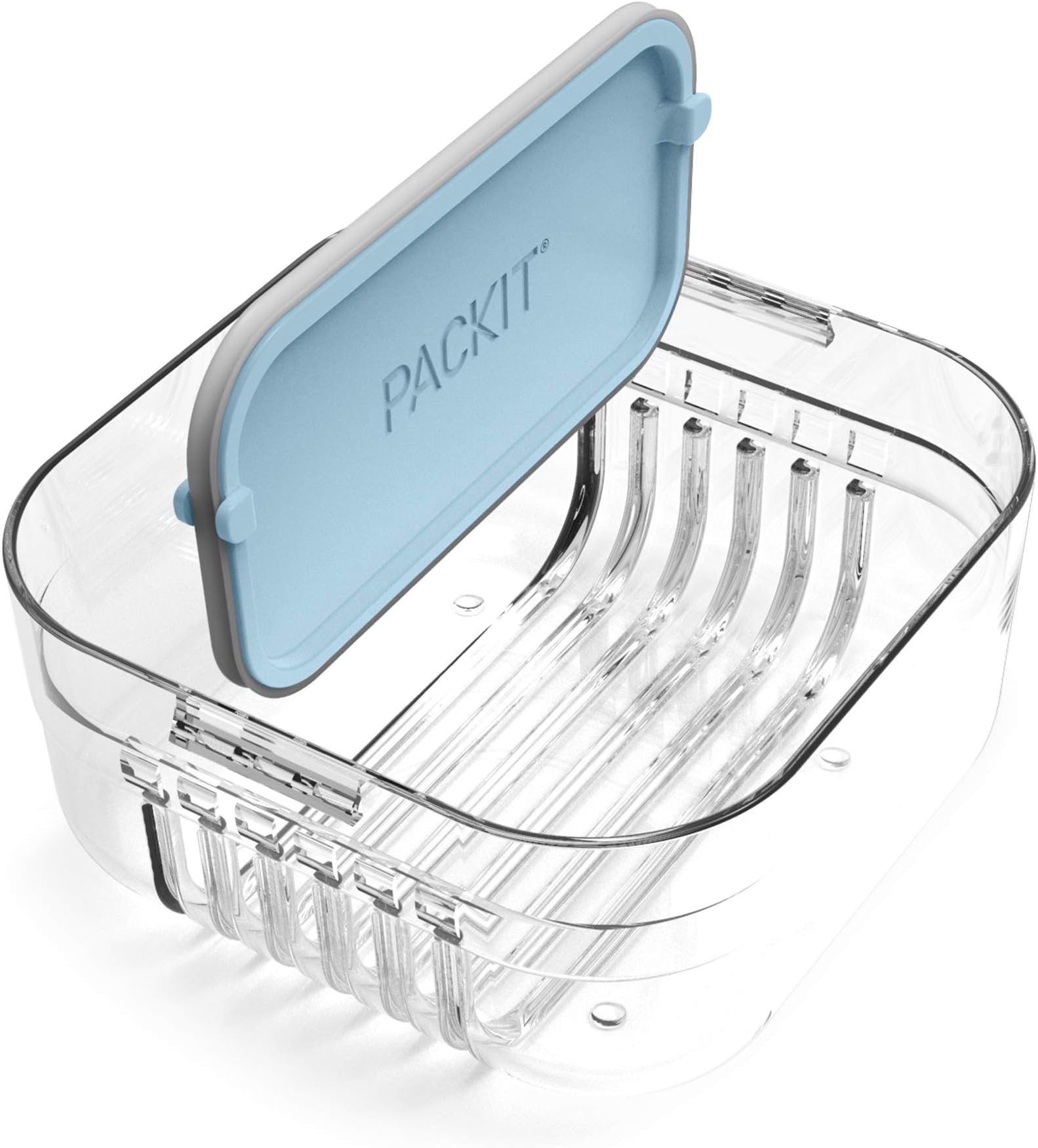 PackItMod Snack Bento Food Storage Container, Ice Blue