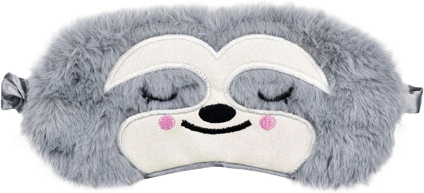 Eye Mask for Sleeping Ulife Mall Cute Sloth Funny Animal Soft Fluffy Plush Sleep Mask Novelty Blindfold Breathable Silk Eye Cover for Women Men Girls Kids Night Nap Travel Meditation