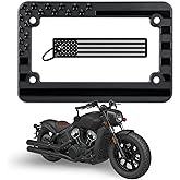 USA AMERICAN FLAG MOTORCYCLE LICENSE PLATE FRAME TAG BRACKET. Grey/Black - Foto 2