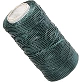 Auniwaig Sewing Waxed Thread, Leather Sewing Flat Waxed Thread String, 50M Blackish Green Wax String for Leather, Sewing, Craft, DIY