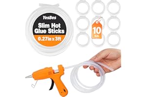YESBES 10 Pack Long Mini Hot Glue Stick Rolls, 3 FT Long x 0.27" Diameter Glue Sticks for Glue Gun, Perfect Fit for Mini Glue Guns, Widely Used in Wood, Metal, Glass, Plastic, Floral, Fabric, and More