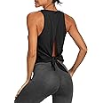 Bestisun Backless Workout Yoga Shirts Tie Back Sports Tank Athletic Tops for Women
