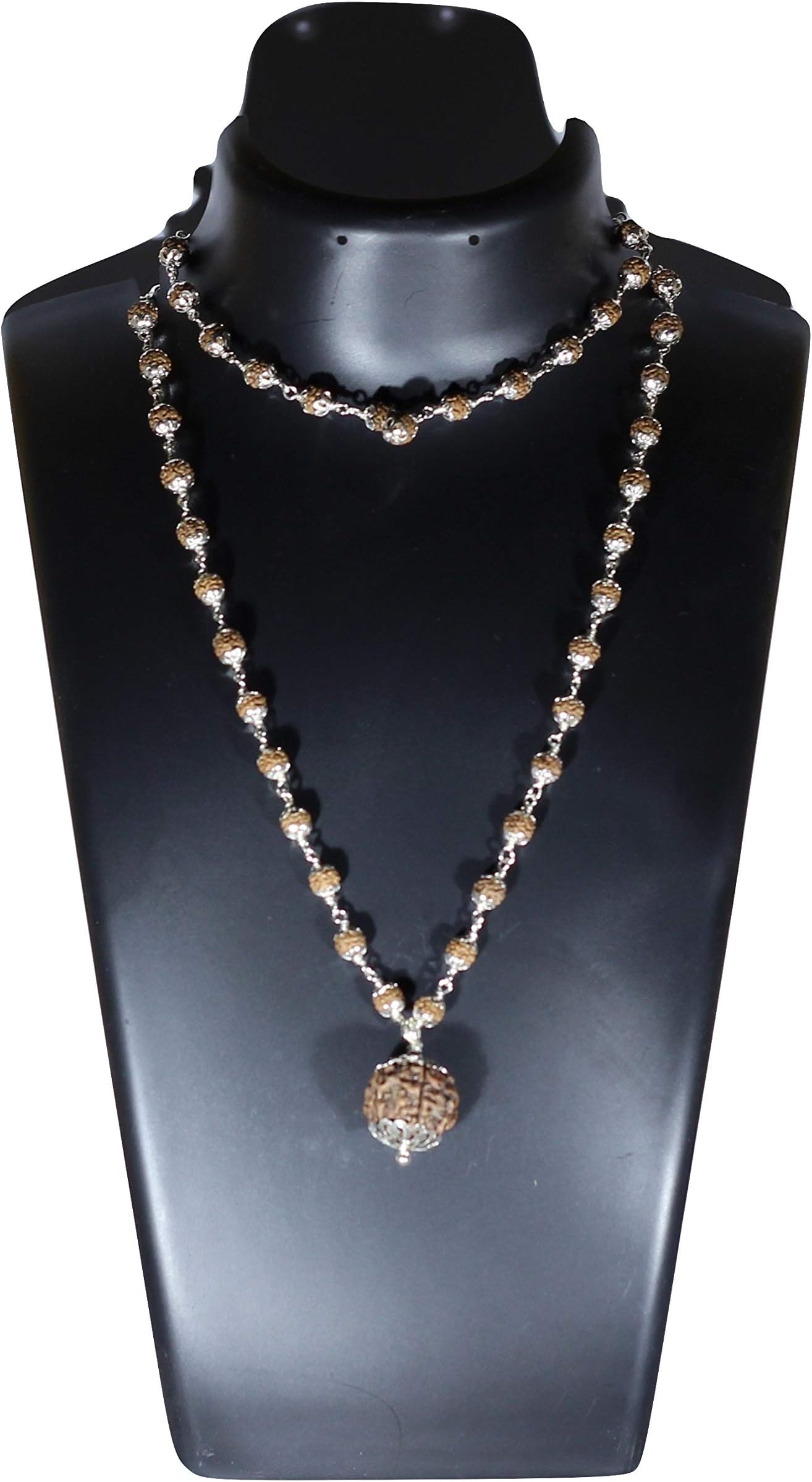 Shivoham 7 Mukhi Nepali Rudraksha + 55 Beads of Indonesian 5 Mukhi Rudraksha (Made in Silver)