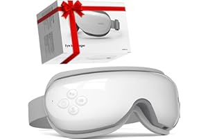 Burrki Eye Massager with Heat, Christmas Birthday Gifts for Mom Dad Her Him, Heated Eye Massager for Migraines with Compression and Bluetooth, Reduce Eyes Strain, Dark Circles and Improve Sleep