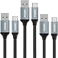 USB C Cable,CHOETECH 3-Pack Type C to USB 3.0 (6.6ft x 1, 3.3ft x 2)Nylon Braided Charging Cable for Galaxy Note 8,Galaxy S8 S8 Plus,Nintendo Switch,Nokia 8,LG G5 G6 V20,HTC 10, HTC U11