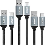USB C Cable,CHOETECH 3-Pack Type C to USB 3.0 (6.6ft x 1, 3.3ft x 2)Nylon Braided Charging Cable for Galaxy Note 8,Galaxy S8 S8 Plus,Nintendo Switch,Nokia 8,LG G5 G6 V20,HTC 10, HTC U11