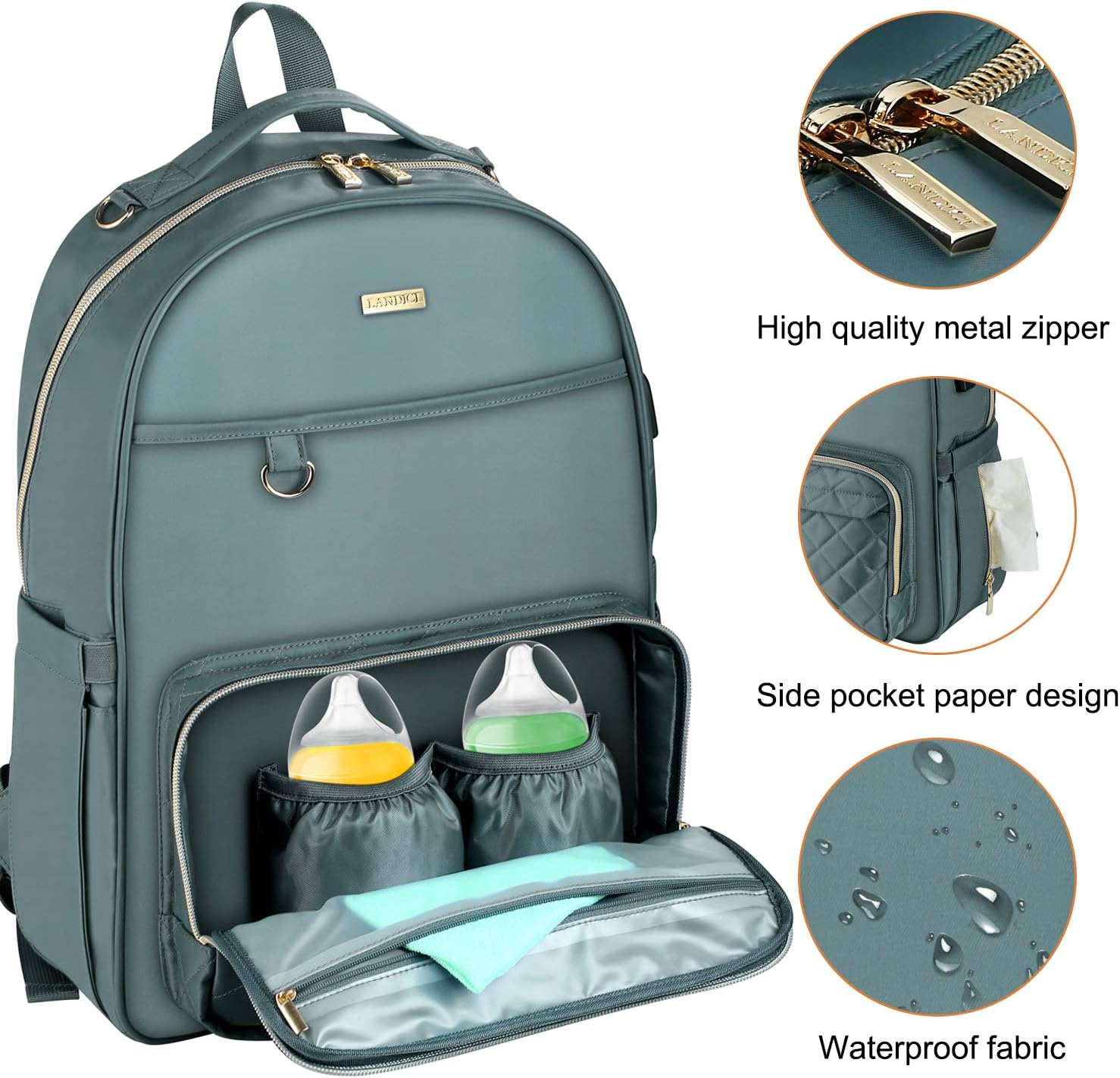 Landici Baby Changing Bag Backpack,Waterproof Large Capacity Travel