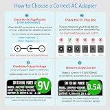 Security-01 DC 9V 0.5A Power Supply Adapter 5.5x2.1mm Center Negative view 2