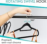 LIVEL 20 Non Slip Velvet Hangers Heavy Duty 360° Swivel Hooks Black view 5
