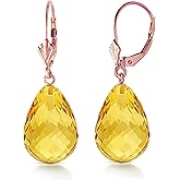Galaxy Gold GG 14k Solid Gold Leverback Earrings with Briolette Citrines