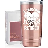 Onebttl Retirement Gifts for Nurses Women 2025, Retired Nurses Gifts, THE NURSING LEGEND HAS RETIRED, Insulated 20oz Stainless Steel Travel Tumbler with Lid, Gift Box and Card Included