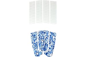 Shaka Pro EVA Surfboard Traction Pads (Front and Back) - 7 Adjustable Pieces with 3M Adhesive - Max Diamond Grip with Kicker and Arch Bar - Fits All Board Sizes