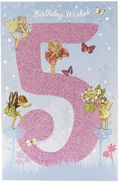 Hezijptna Biglietto Di Auguri Per 5 Compleanno Per Lei Con Fatine Dei Fiori Regali Per Bambini Biglietto Di Auguri Di Compleanno Per Bambini Amazon It Casa E Cucina