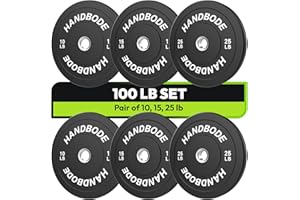 HANDBODE Bumper Plate Olympic Weight Plate Bumper Weight Plate Set 2 - Inch, 10-55 lb Barbell Weight Plates Set for Home Gym, Black Weights Rubber Strength Training Plate for Weight Lifting