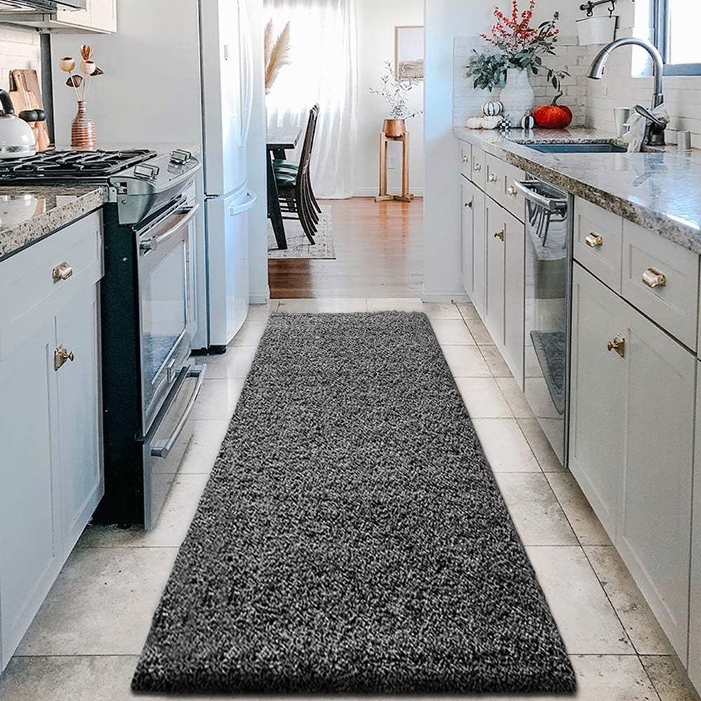 Php Super Soft Fluffy Shaggy Rug Non Slip Kitchen Mat Rugs Living Room Large Area Rugs Modern Floor Carpet Mat Rugs Bedroom Decor Non Shedding Dark Grey 60cm X 110cm 2ft X