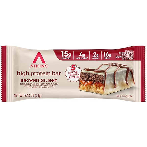 ATKINS HIGH PROTEIN BAR, BROWNIE DELIGHT, 4 BARS, 2.12 OZ (60 G) EACH
