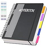 Ouzoustate 5 Subject Notebook College Ruled, 300 Pages A4 Hardcover Spiral Notebook with Removable Dividers Tabs 8.5" x 11" 100GSM Large Lined Journal Notebooks for Work School